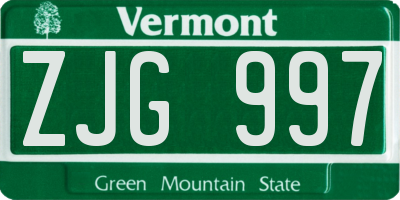 VT license plate ZJG997