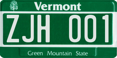 VT license plate ZJH001