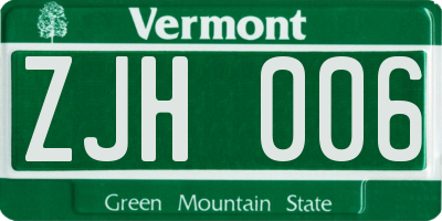 VT license plate ZJH006