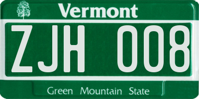 VT license plate ZJH008
