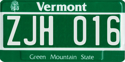 VT license plate ZJH016
