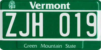 VT license plate ZJH019