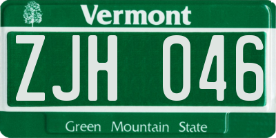 VT license plate ZJH046
