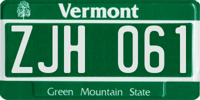 VT license plate ZJH061