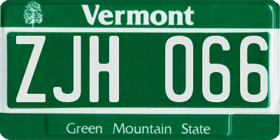VT license plate ZJH066