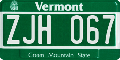 VT license plate ZJH067