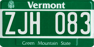 VT license plate ZJH083