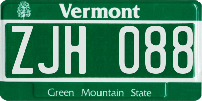 VT license plate ZJH088