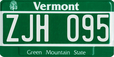 VT license plate ZJH095