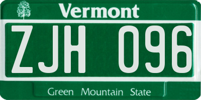 VT license plate ZJH096