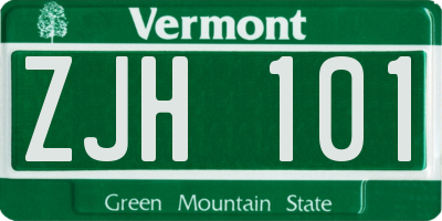 VT license plate ZJH101