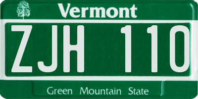VT license plate ZJH110