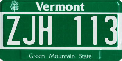VT license plate ZJH113