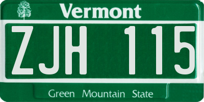 VT license plate ZJH115