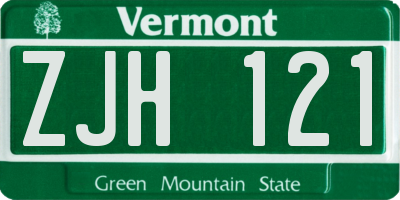 VT license plate ZJH121