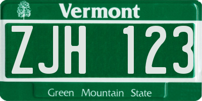 VT license plate ZJH123
