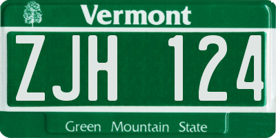 VT license plate ZJH124