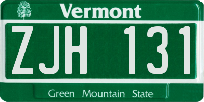 VT license plate ZJH131
