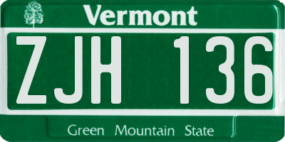 VT license plate ZJH136