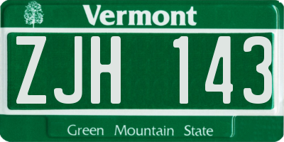 VT license plate ZJH143