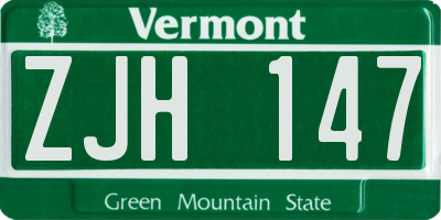 VT license plate ZJH147