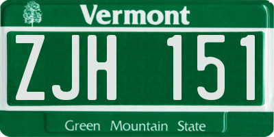 VT license plate ZJH151