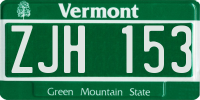 VT license plate ZJH153