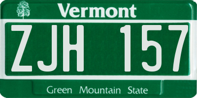 VT license plate ZJH157