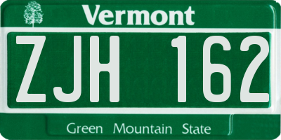 VT license plate ZJH162