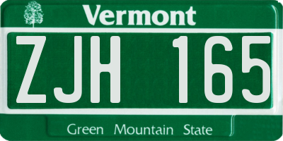 VT license plate ZJH165