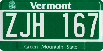 VT license plate ZJH167