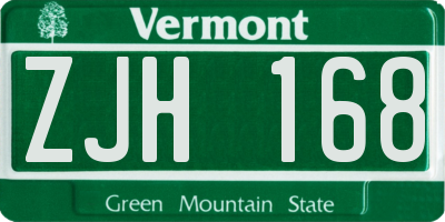 VT license plate ZJH168