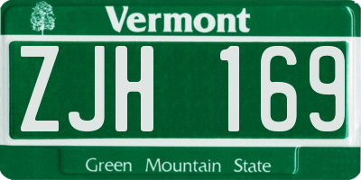 VT license plate ZJH169