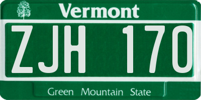 VT license plate ZJH170