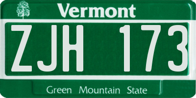 VT license plate ZJH173