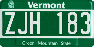 VT license plate ZJH183