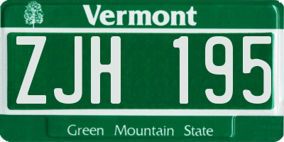 VT license plate ZJH195