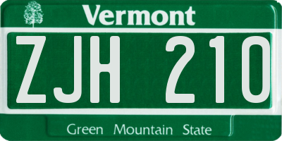 VT license plate ZJH210