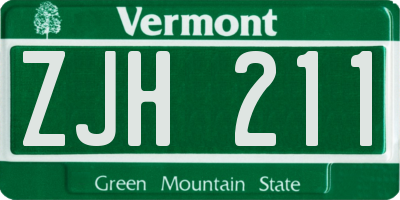 VT license plate ZJH211
