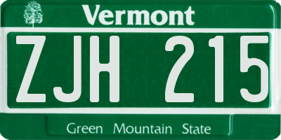 VT license plate ZJH215