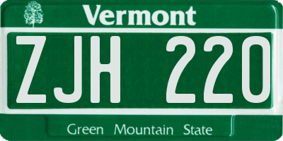 VT license plate ZJH220