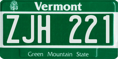 VT license plate ZJH221