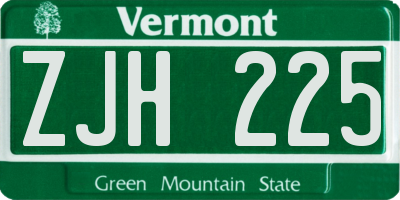 VT license plate ZJH225