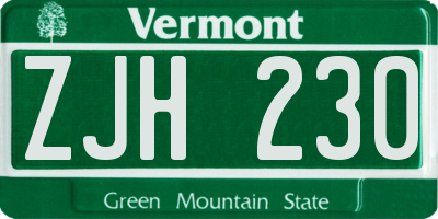 VT license plate ZJH230
