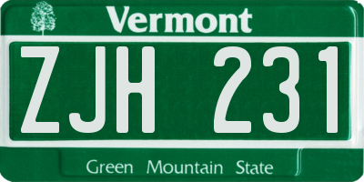 VT license plate ZJH231