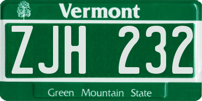 VT license plate ZJH232