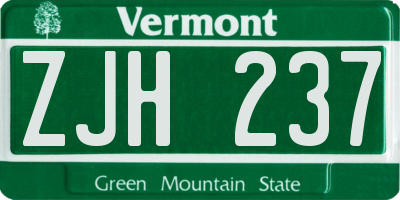 VT license plate ZJH237