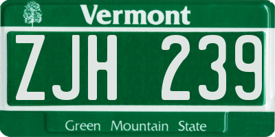 VT license plate ZJH239