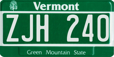 VT license plate ZJH240