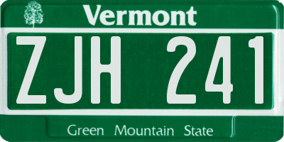 VT license plate ZJH241
